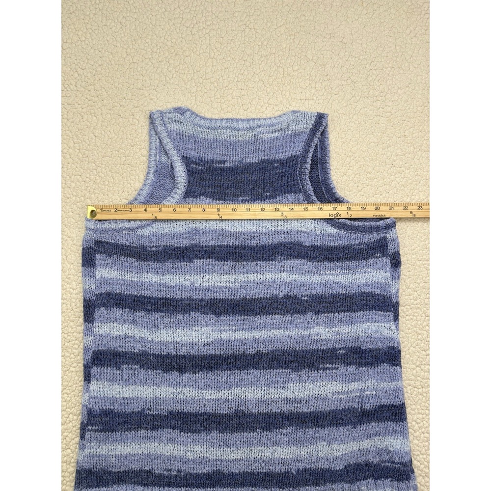 NWT ZARA Knit Tank Top Crochet Blue Striped Sleeveless Size S Sweater Vest - Picture 7 of 8